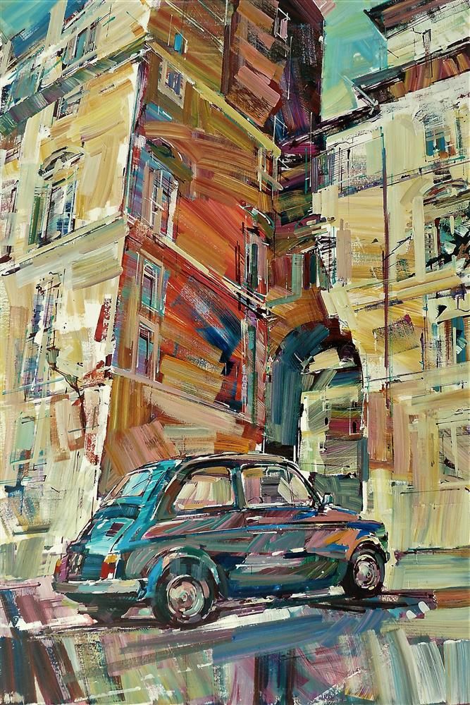 Colin Brown - 'Fiat Side Street ' - Framed Original Art