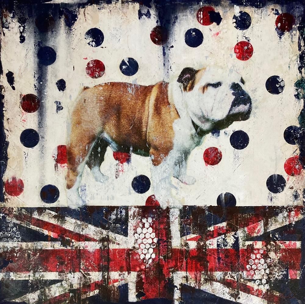 Linda Charles - 'Bulldog on Spots' - Framed Original Artwork