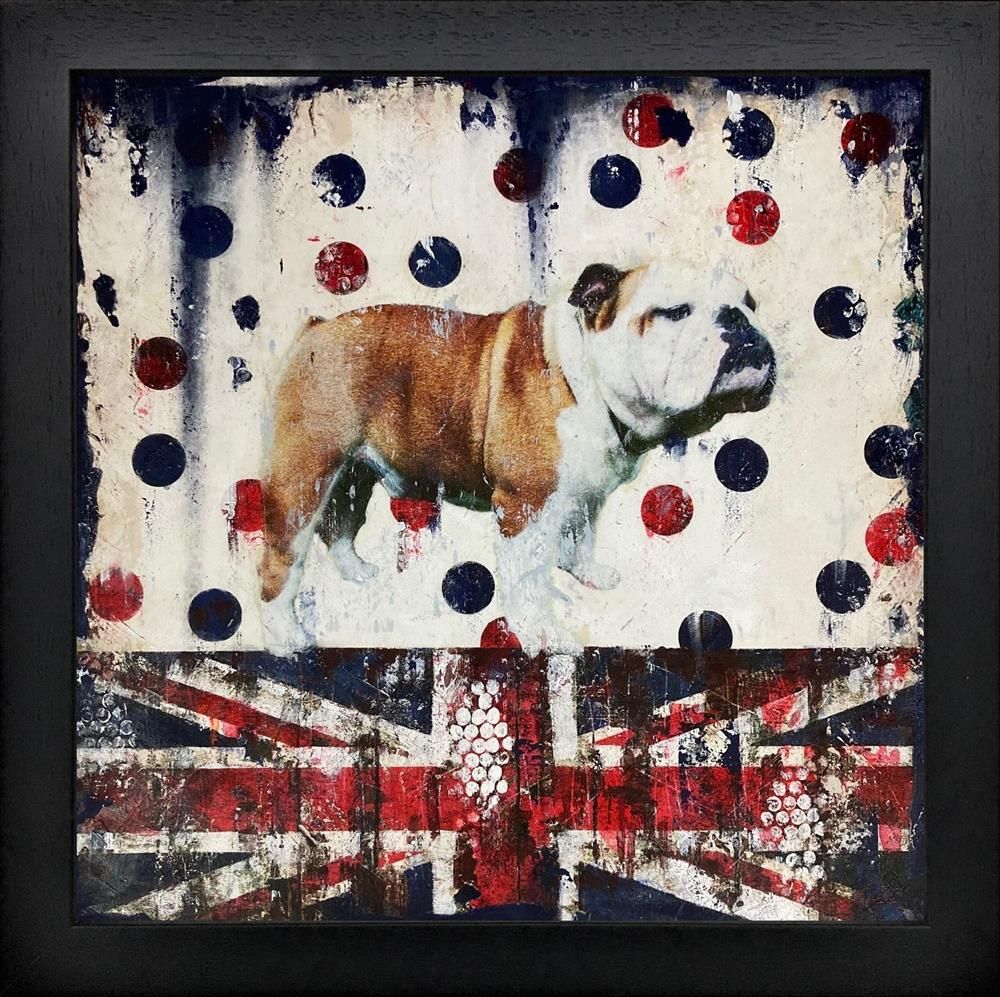 Linda Charles - 'Bulldog on Spots' - Framed Original Artwork