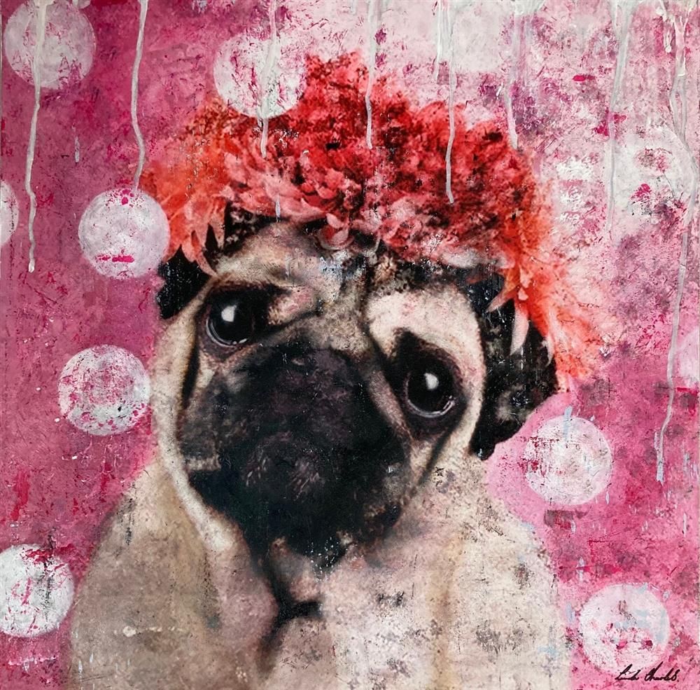 Linda Charles - 'Pug On Spots' - Framed Original Artwork