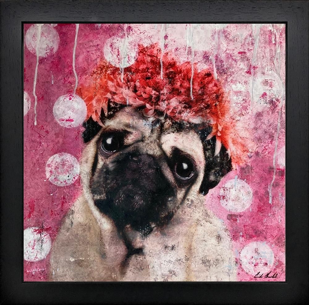 Linda Charles - 'Pug On Spots' - Framed Original Artwork