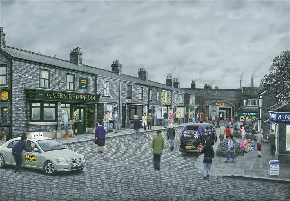 Leigh Lambert - 'On The Cobbles - Canvas' - Framed Limited Edition Art