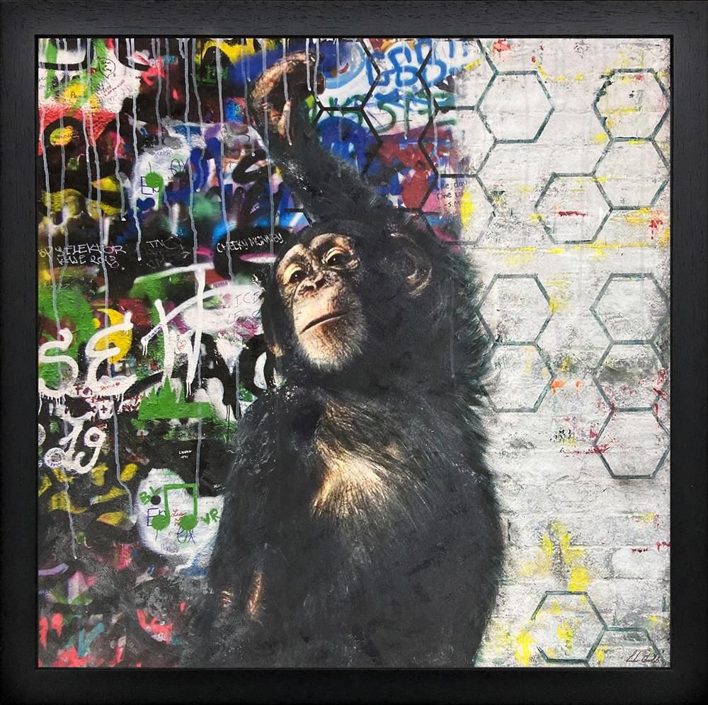 Linda Charles - 'Urban Chimp ' - Framed Original Artwork