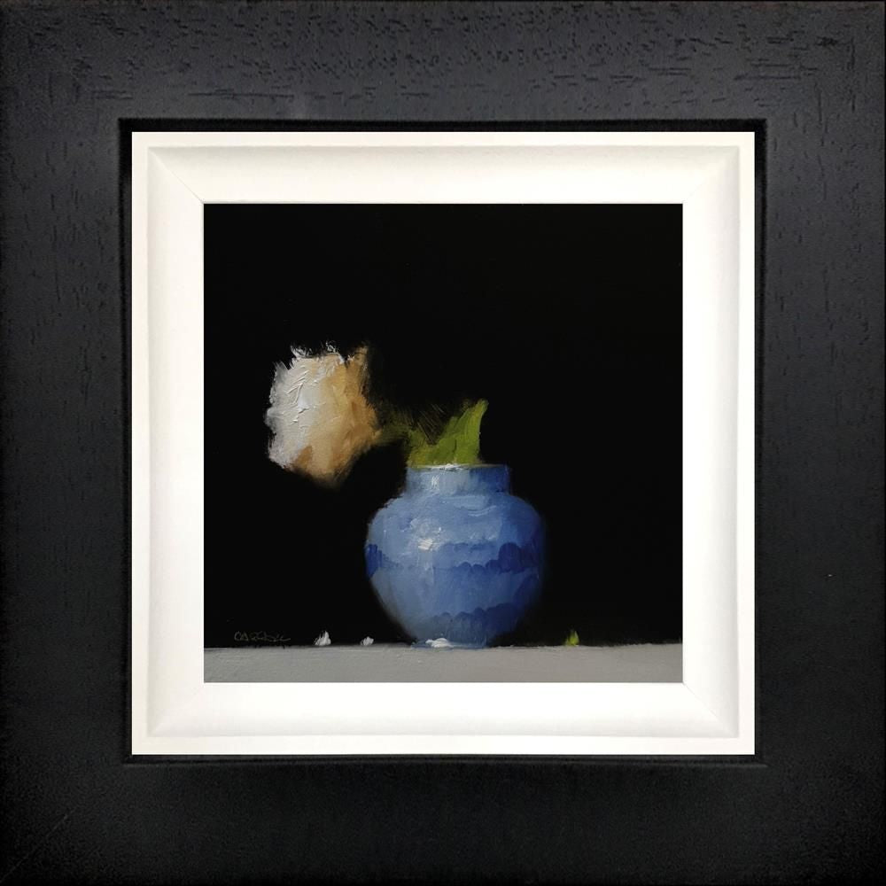 Neil Carroll - 'Rose In Blue Vase' - Framed Original Painting