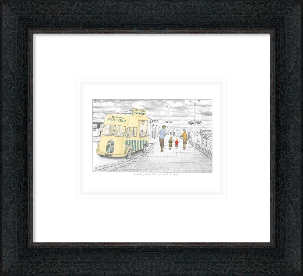 Leigh Lambert - ' What Do You Like Best, Grandad Or Chips ' - Sketch' - Framed Limited Edition