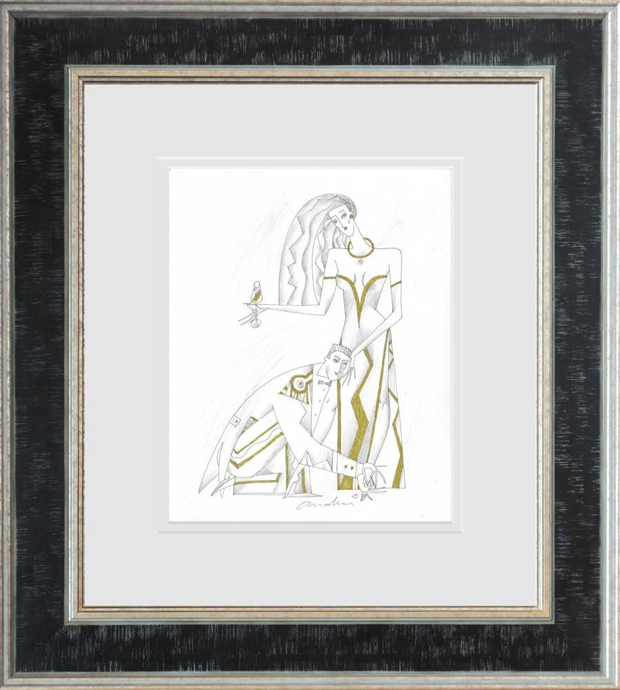 Andrei Protsouk - 'Lord and Lady I - Line Study - Framed Limited Edition Art