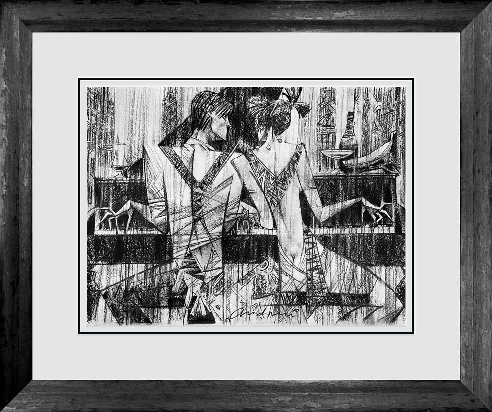 Andrei Protsouk - ' Piano Bar - Sketch ' - Framed Limited Edition Art