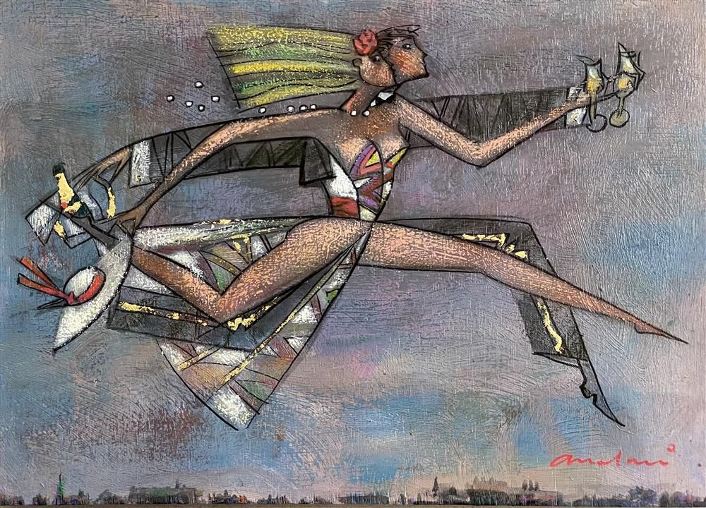 Andrei Protsouk - ' Champagne Run ' - Framed Original Art