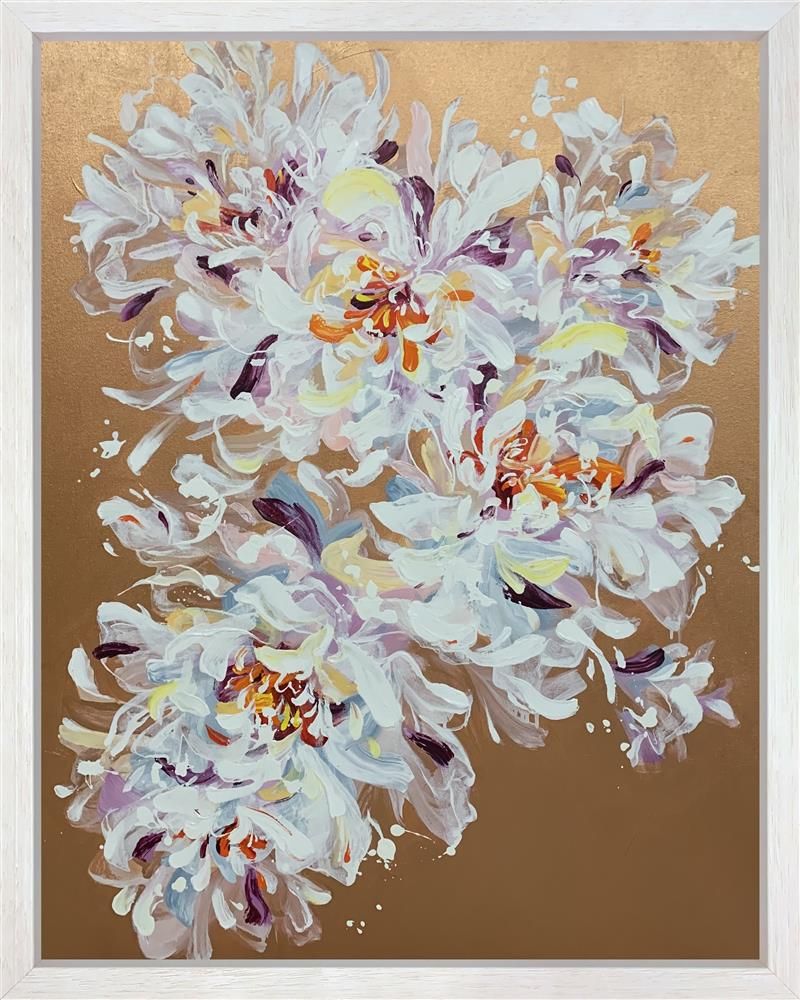 Anna Cher - 'White Petals' - Framed Original Artwork