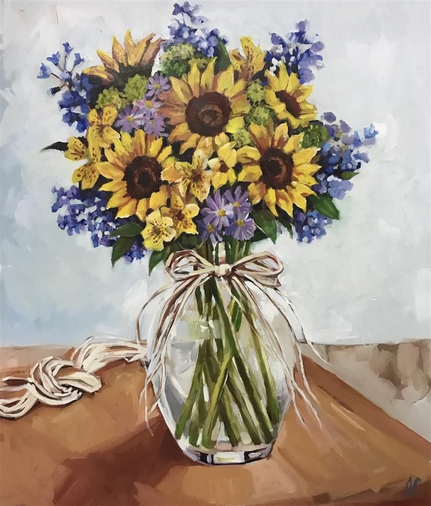 Joss Clapson - ' My Sunflower Vase ' - Framed Original Art