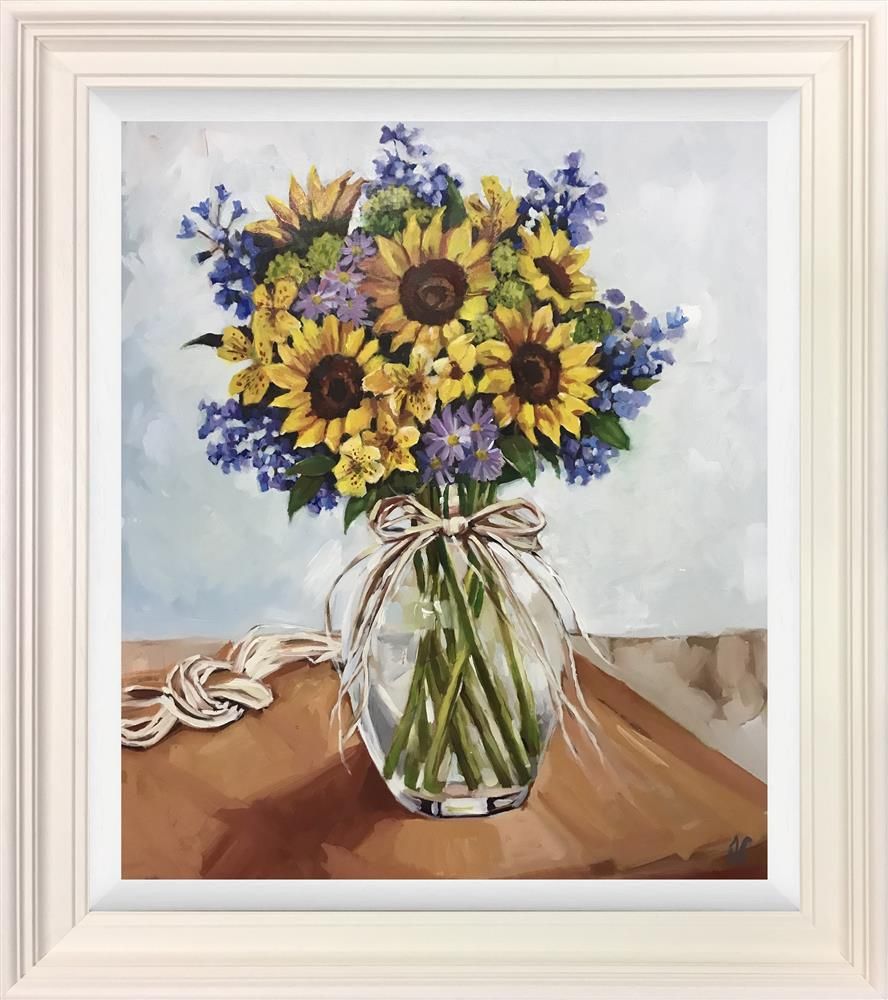 Joss Clapson - ' My Sunflower Vase ' - Framed Original Art