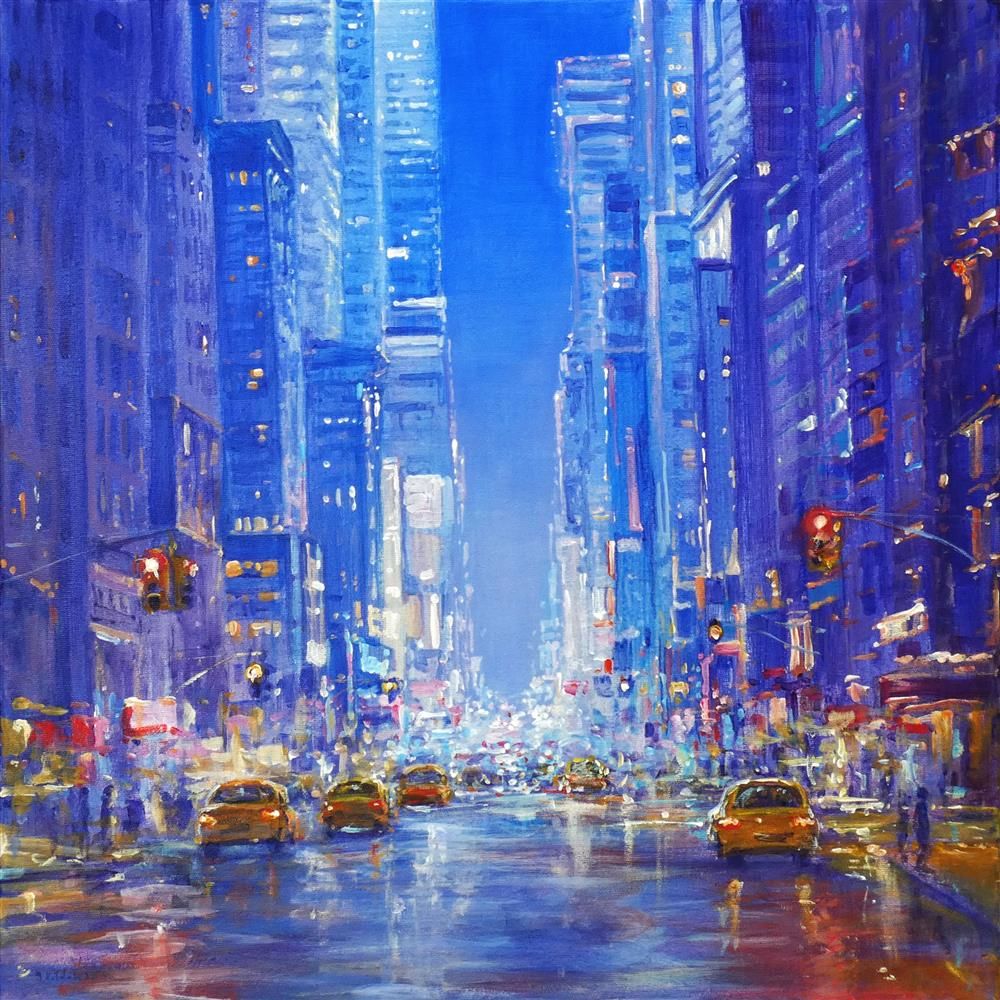 Mariusz Kaldowski - 'NY City Lights' - Framed Original Art