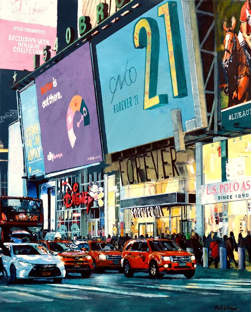 Paul McIntyre - 'Times Square At Night' - Framed Original Art
