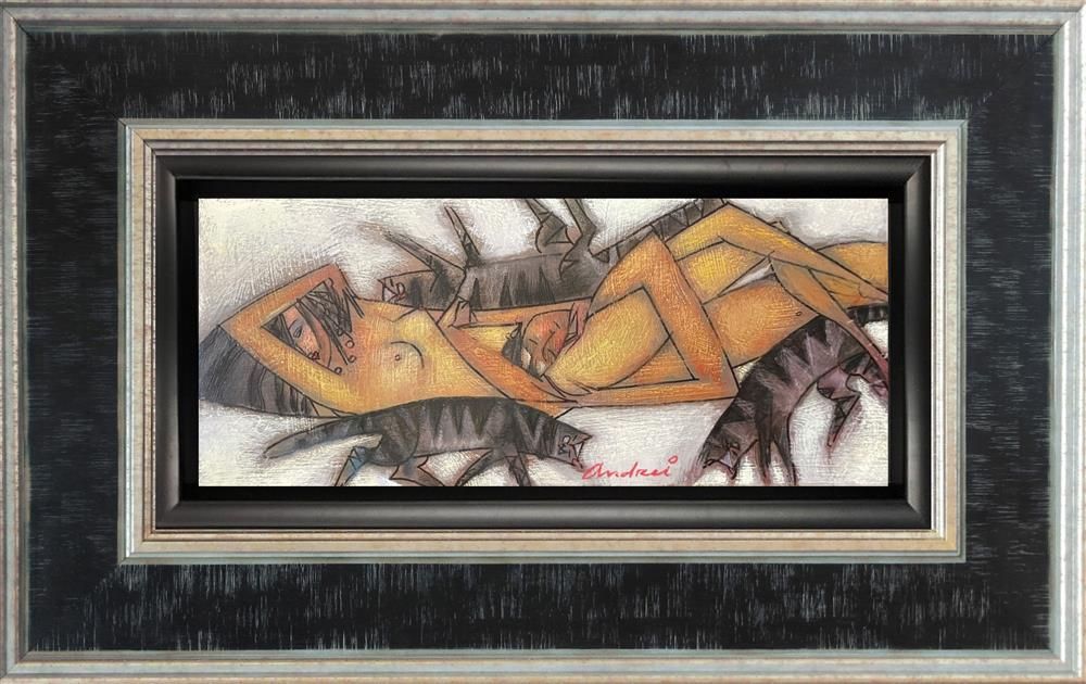 Andrei Protsouk - ' Cats Night ' - Framed Original Art