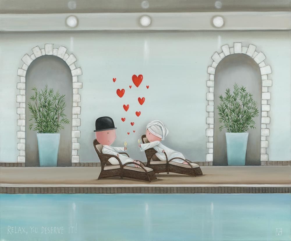 Michael Abrams - 'Relax, You Deserve It' - Framed Studio Edition Canvas