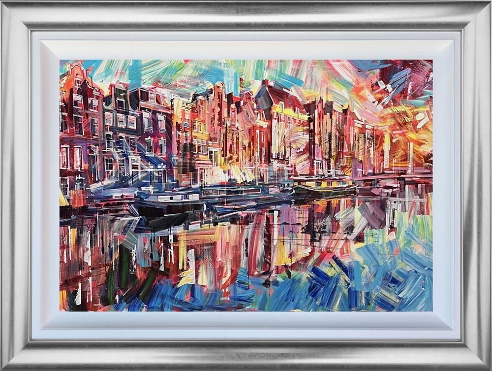 Colin Brown - ' Canal Sunset ' - Framed Original Art