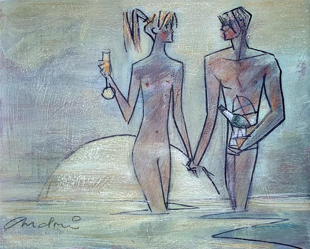 Andrei Protsouk - ' Walking Champagne ' - Framed Original Art