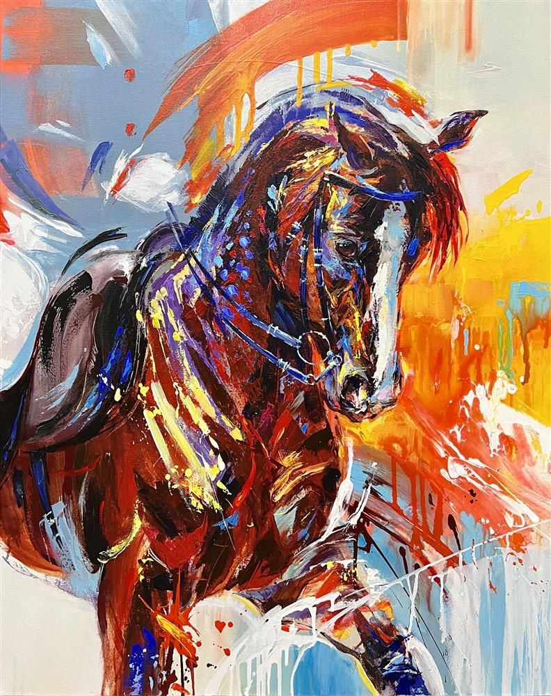 Anna Cher - 'Galloping' - Framed Original Artwork