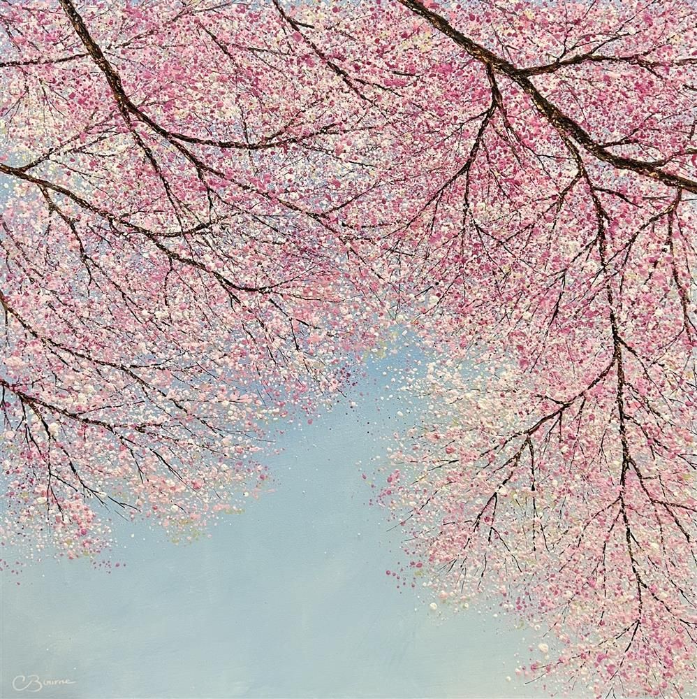 Chris Bourne - 'Cherry Blossom Petals Flutter' - Framed Original Art