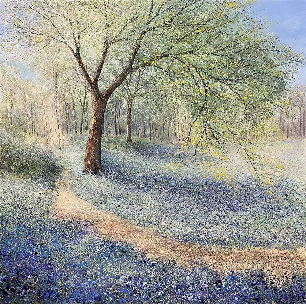 Chris Bourne - 'Bluebells Along The Woodland Path' - Framed Original Art