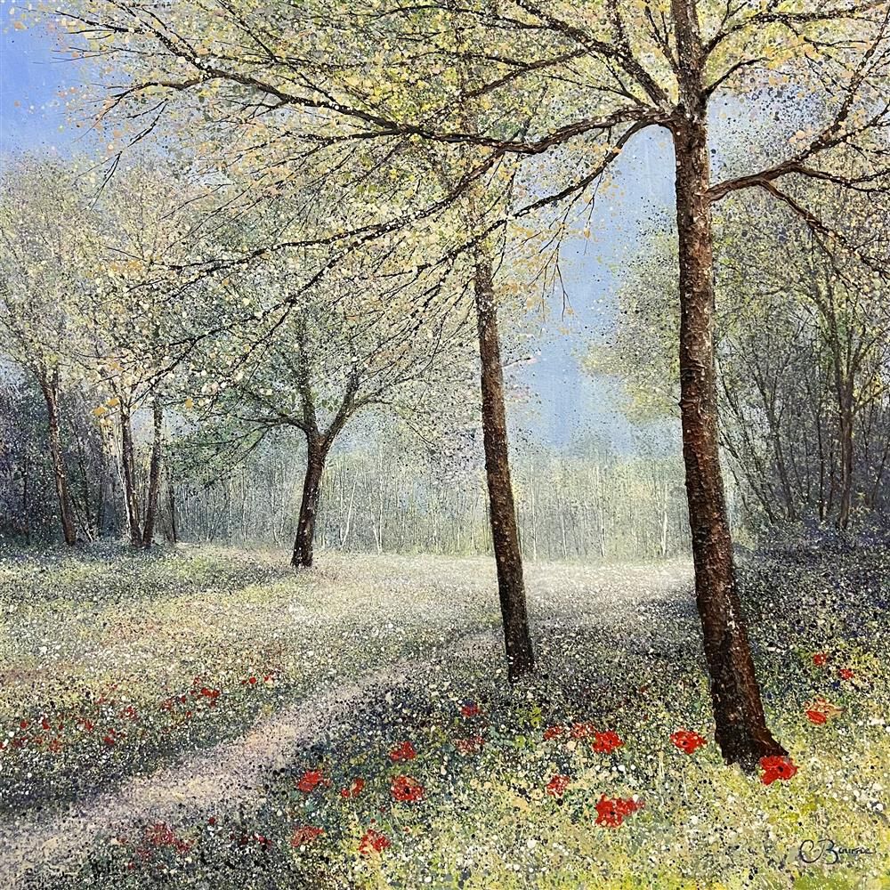 Chris Bourne - 'Poppies Adrift In The Woodlands' - Framed Original Art