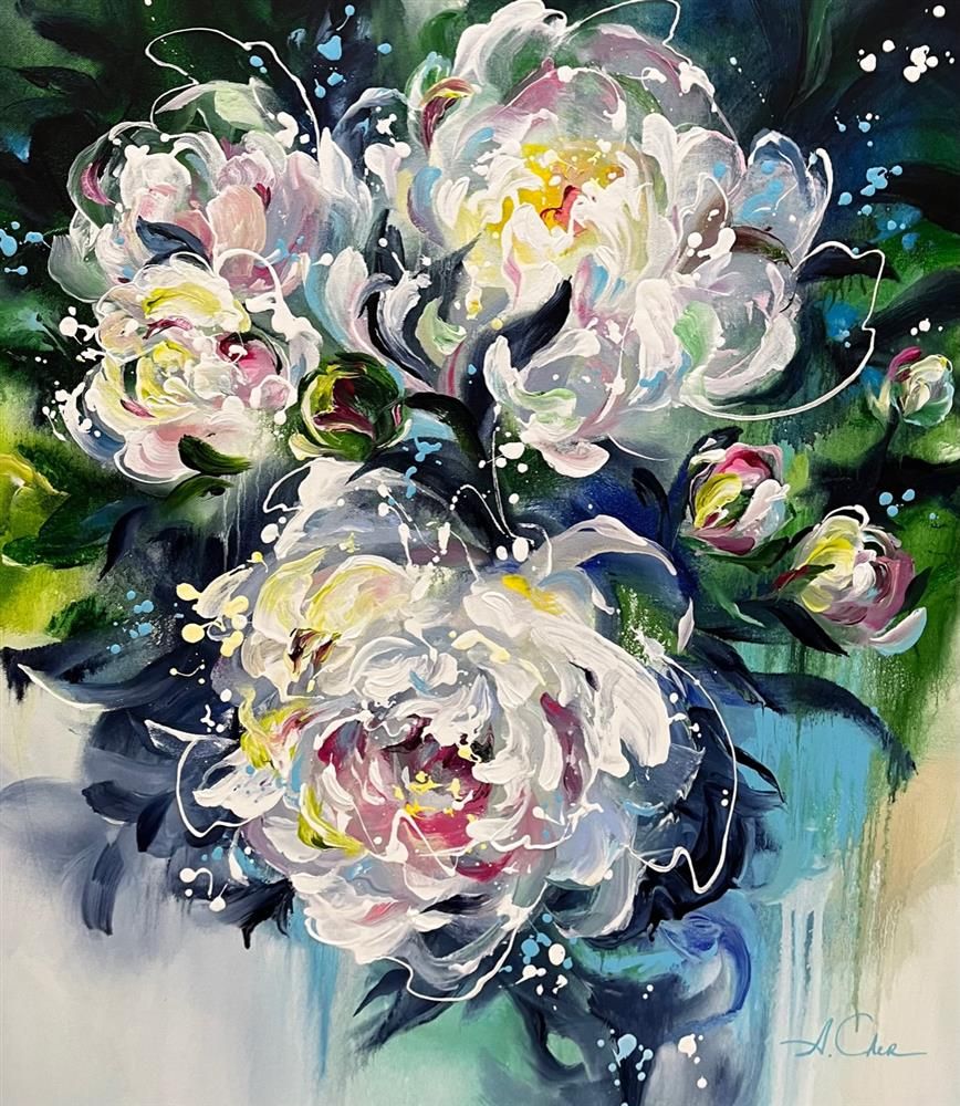 Anna Cher - 'Full Bloom' - Framed Original Artwork