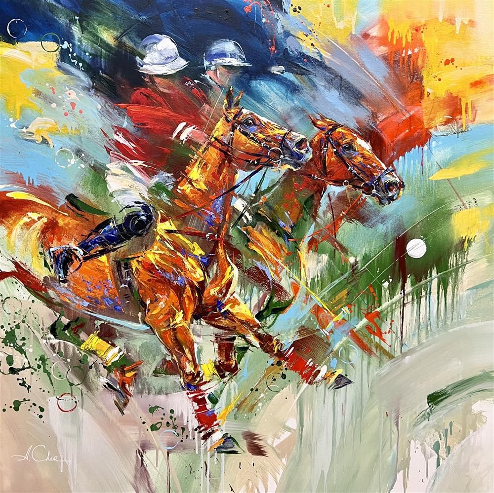 Anna Cher - 'Galloping Duo' - Framed Original Artwork