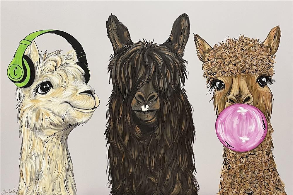 Amy Louise - 'Three Wise Alpaca's' - Framed Original Art