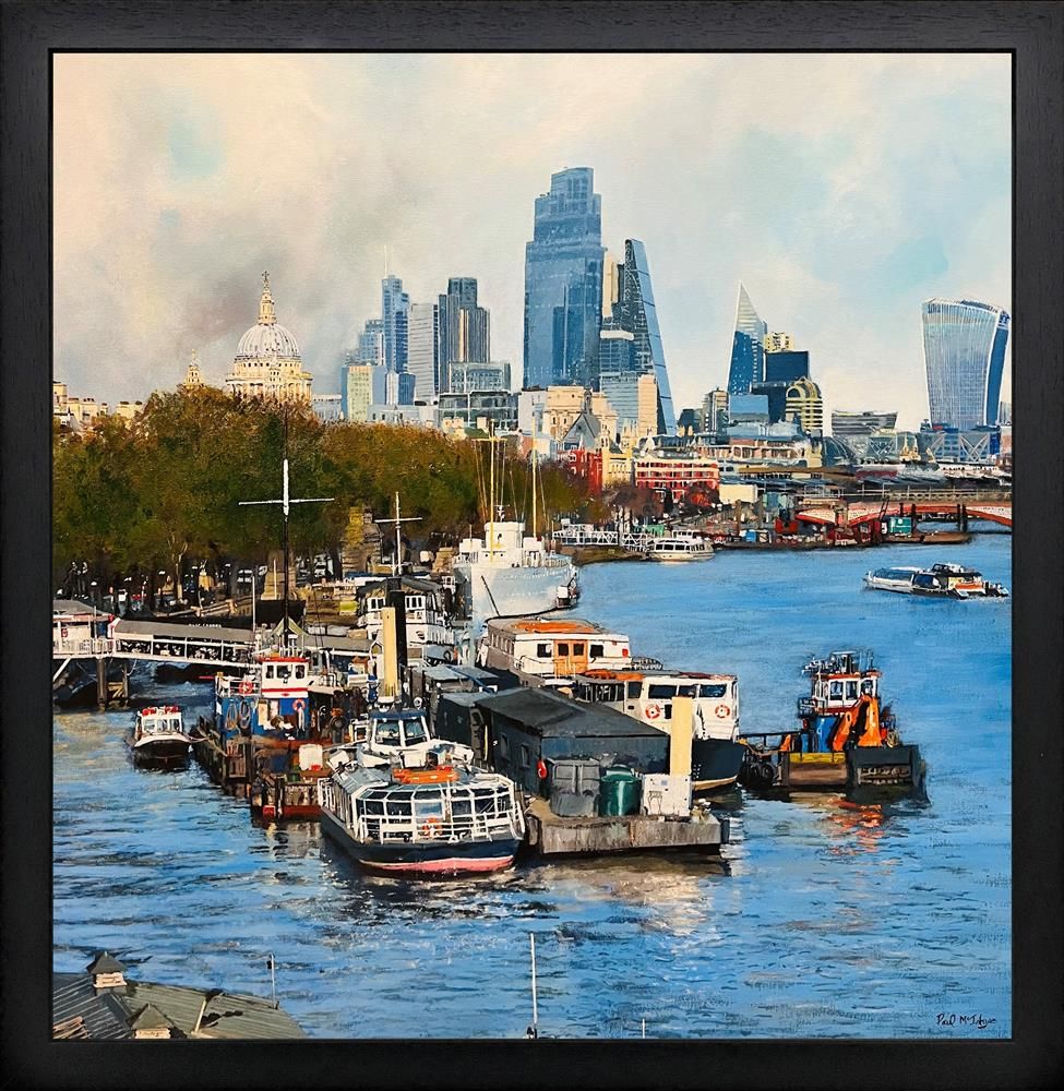 Paul McIntyre - 'The City Of London From Temple Pier' - Framed Original Art