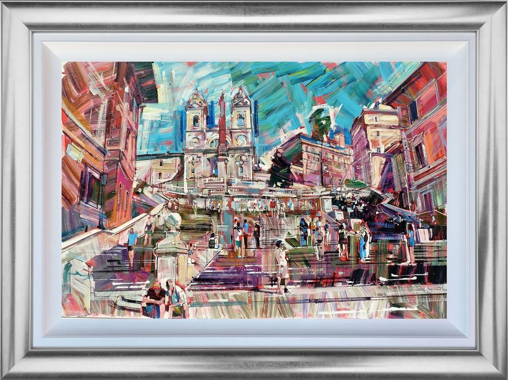 Colin Brown - 'Climbing The Spanish Steps' - Framed Original Art