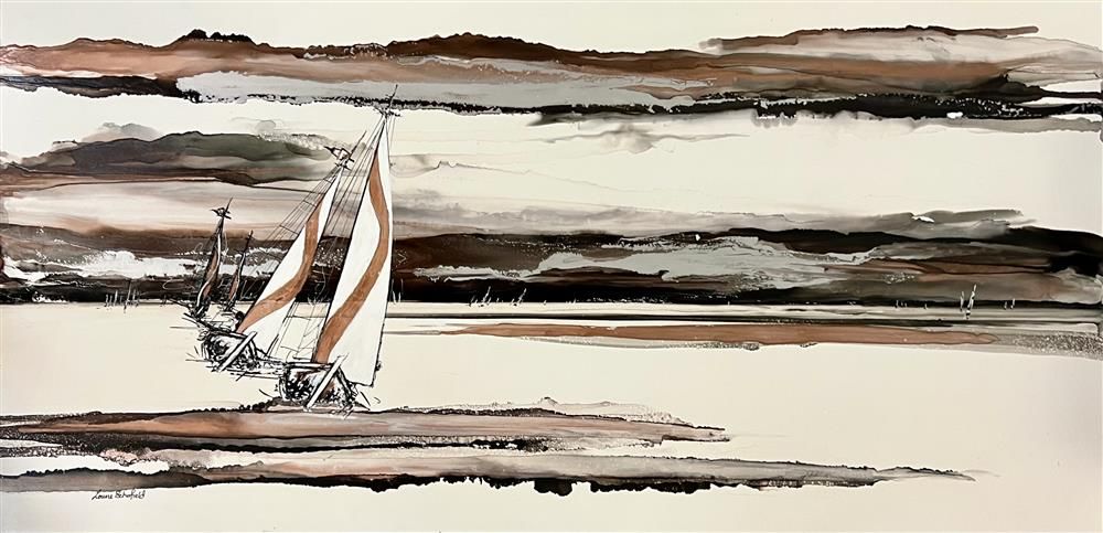 Louise Schofield - 'Drifting To Shore' - Framed Original Artwork