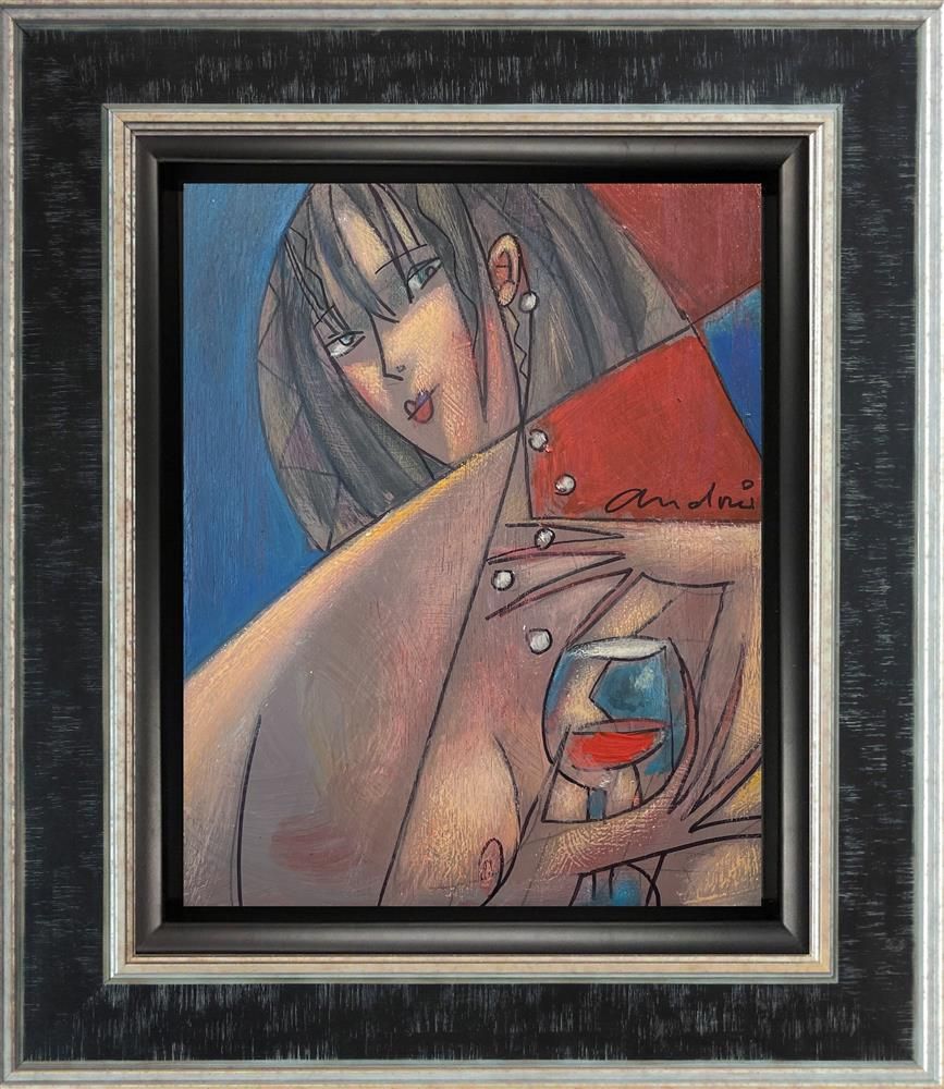 Andrei Protsouk - 'Red Wine Reflection' - Framed Original Art