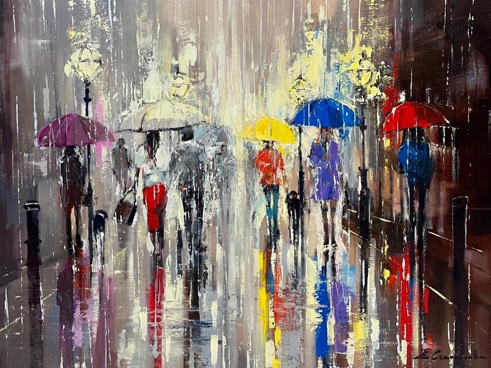 Ewa Czarniecka - 'Rainbow Rainfall' - Framed Original Art