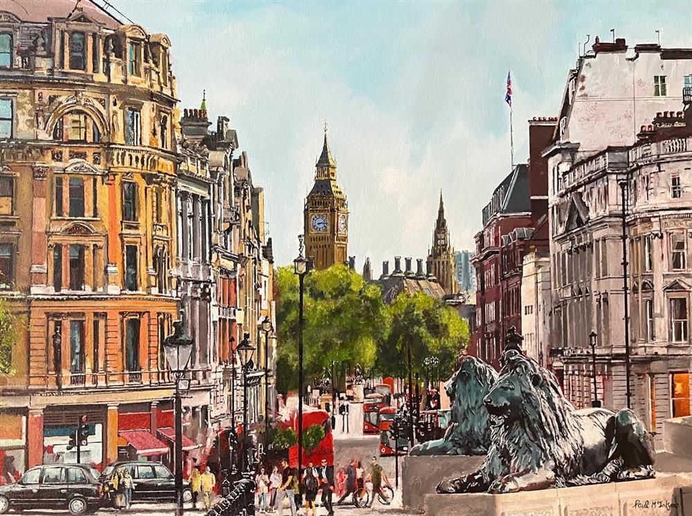 Paul McIntyre - 'Whitehall From Trafalgar Square' - Framed Original Art