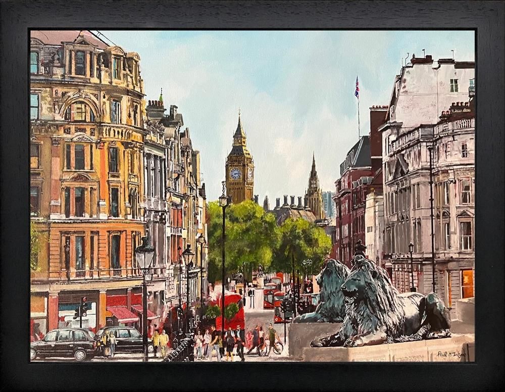 Paul McIntyre - 'Whitehall From Trafalgar Square' - Framed Original Art