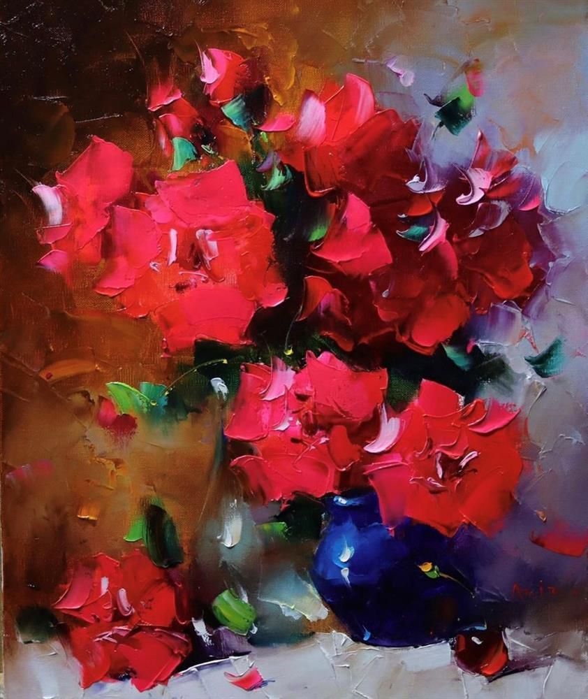 Aziz - 'Deep Shade Of Red' - Framed Original Artwork