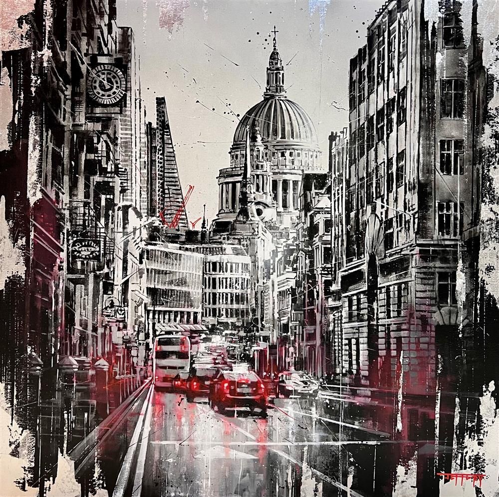 Ben Jeffery - 'Fleet Street In The Rain ' - Framed Original Art
