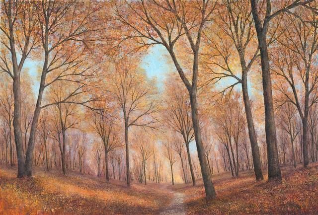 Chris Bourne - 'Golden Light Through The Trees' - Framed Original Art