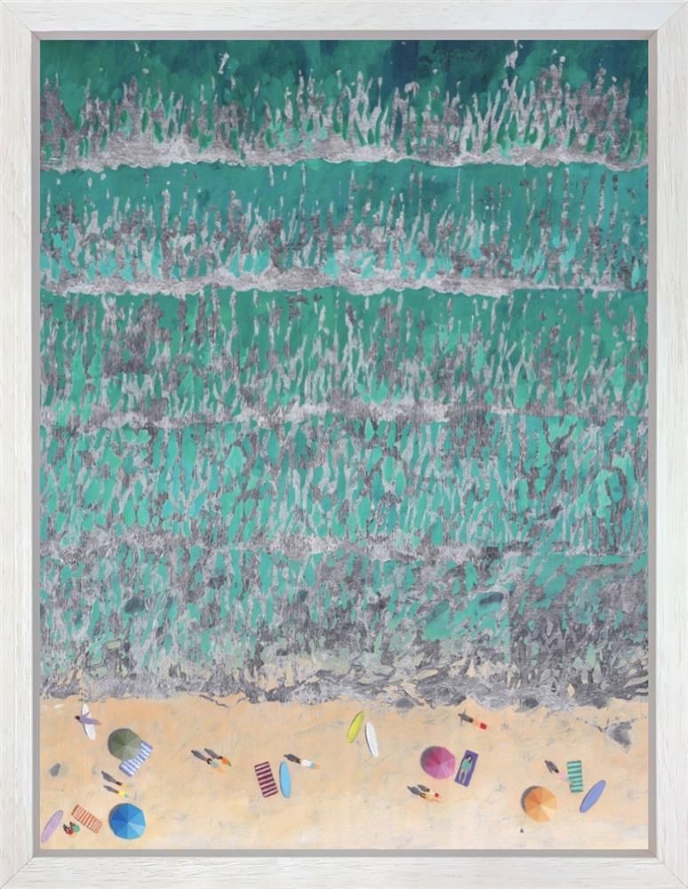 Lenny Cornforth- 'Silver Waves, Turquoise Sea' - Framed Original Art