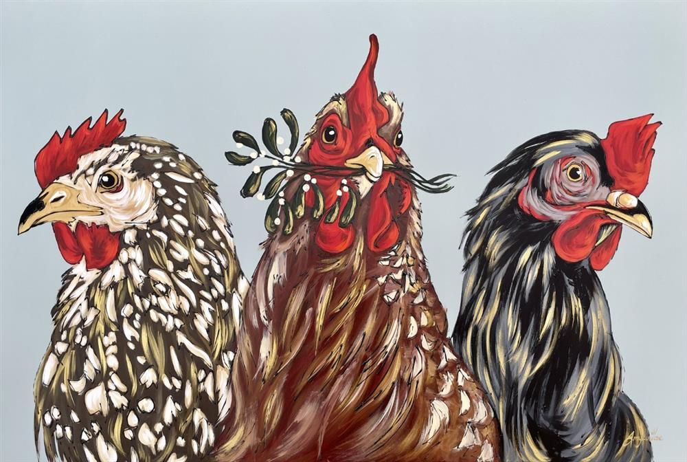 Amy Louise - 'Three French Hens' - Framed Original Art