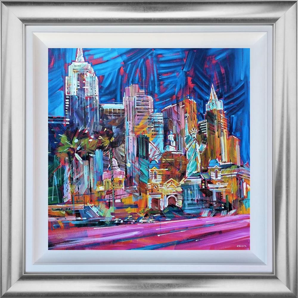 Colin Brown - 'Neon City Lights' - Framed Original Art