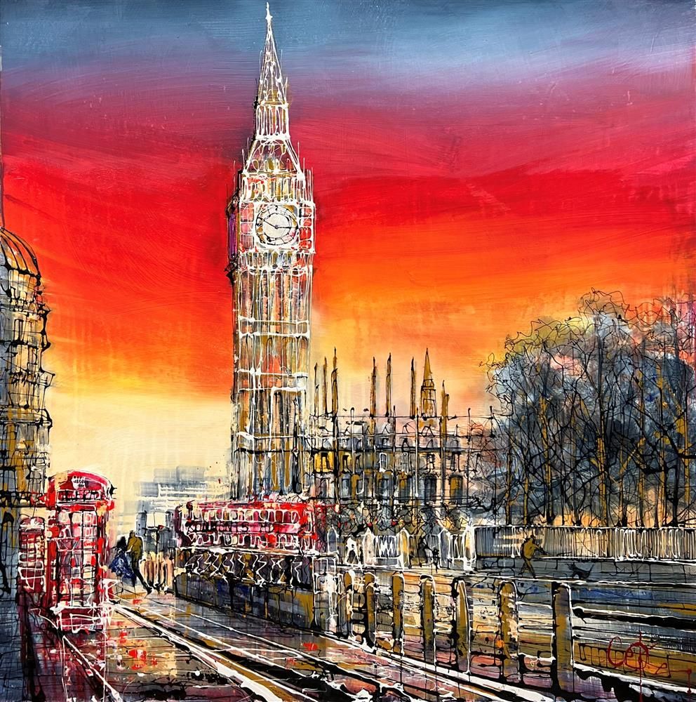 Nigel Cooke - 'Sunset Over Big Ben' - Framed Original Art