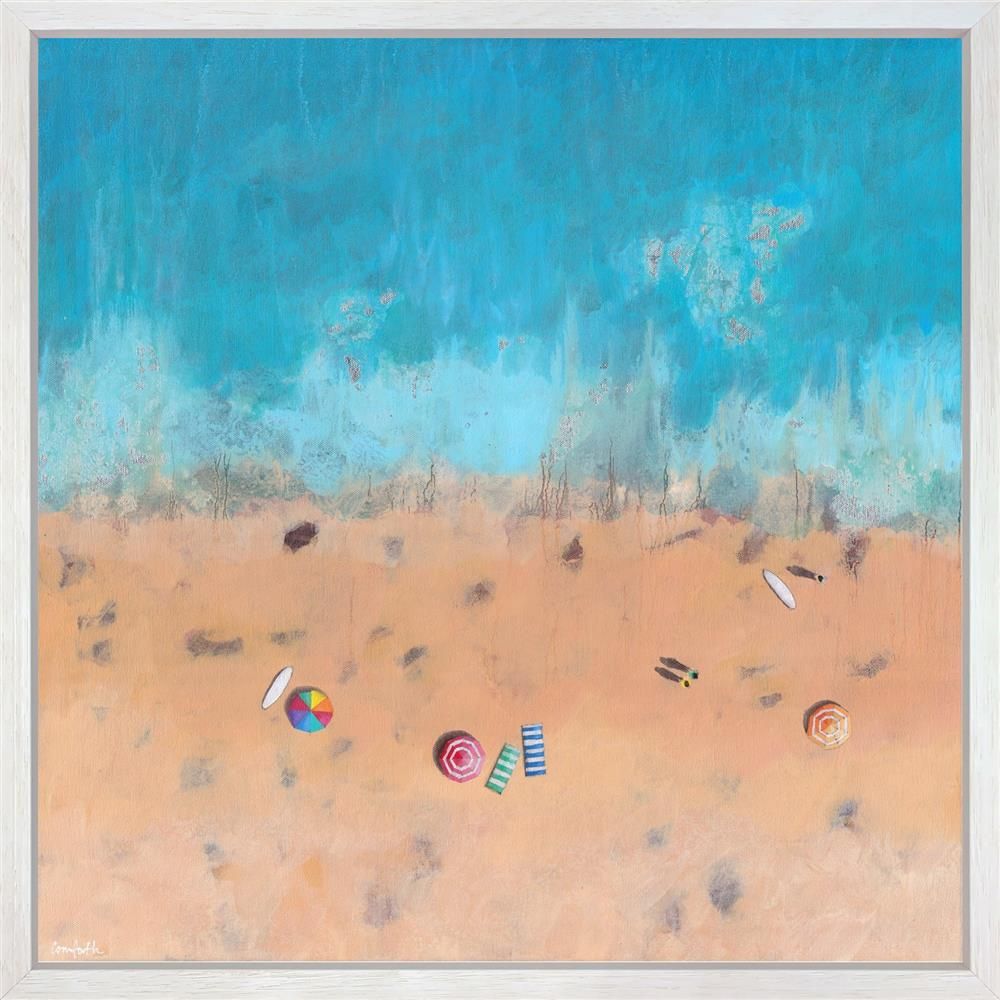 Lenny Cornforth- 'Calm Blue And Silver Sea' - Framed Original Art