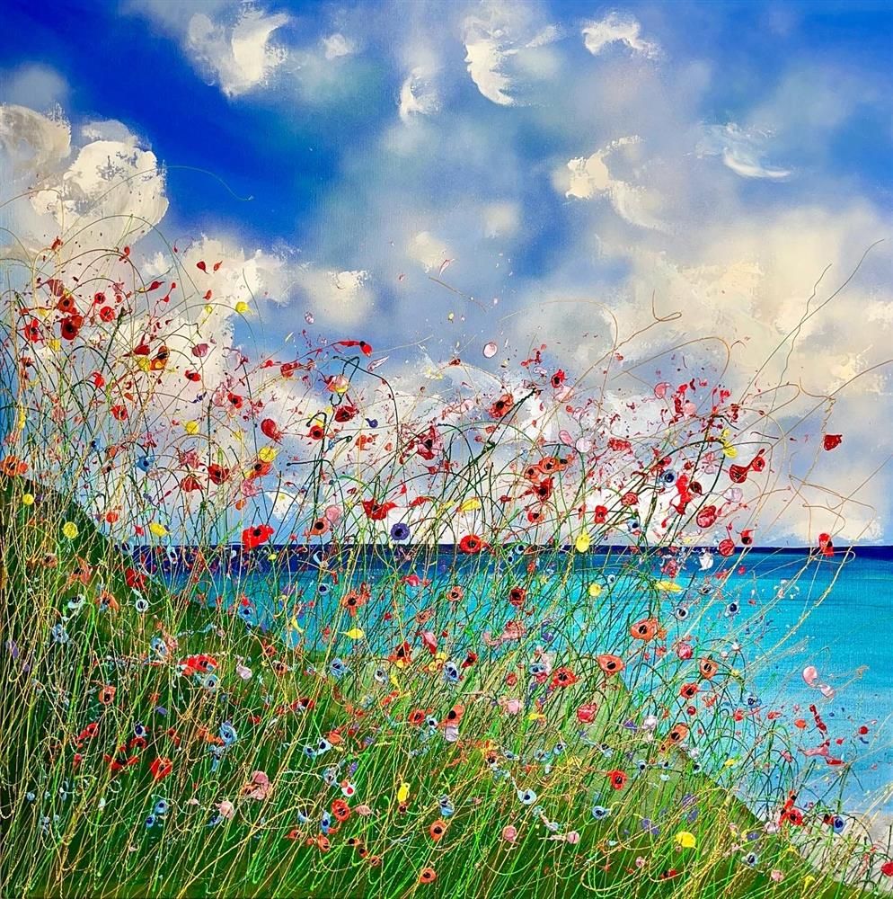 Lisa Pang- 'Bright Skies, Turquoise Sea' - Framed Original Artwork
