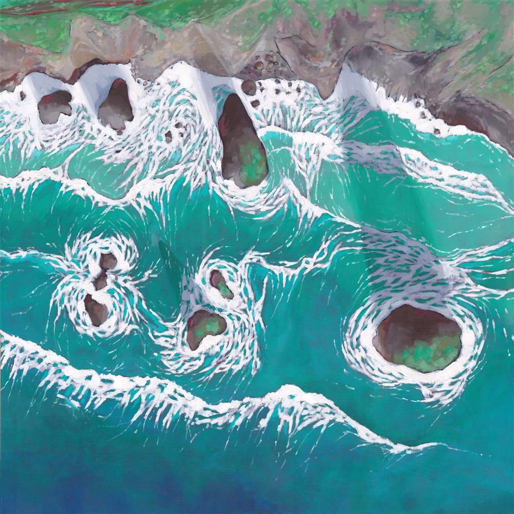 Lenny Cornforth- 'Bedruthan Steps-High Tide' - Framed Original Art