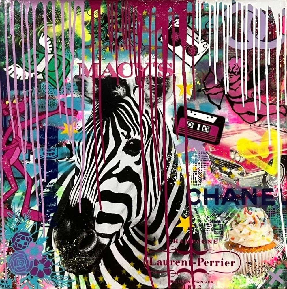 Hue Folk - 'Stripes The Word' - Framed Original Art