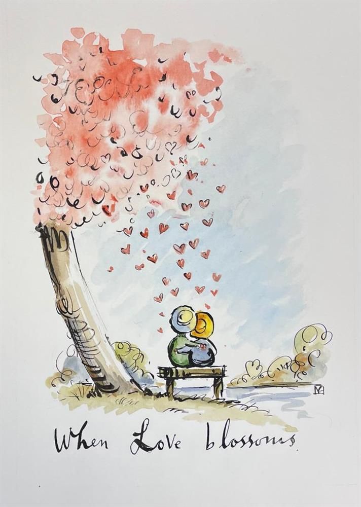 Michael Abrams - 'When Love Blossoms' - Framed Original Art