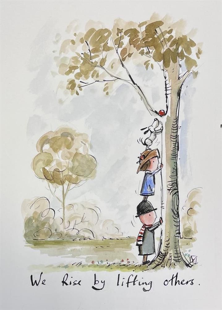 Michael Abrams - 'We Rise By Helping Others' - Framed Original Art