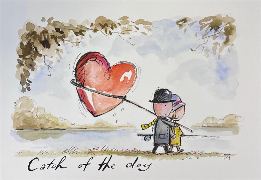 Michael Abrams - 'Catch Of The Day' - Framed Original Art