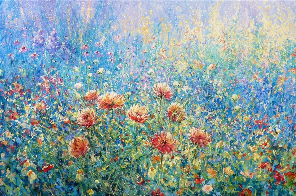 Mariusz Kaldowski - 'Dahlias' - Framed Original Art